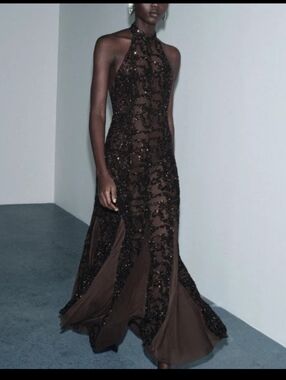 Zara | Dresses | Zara Festive Days Purple Sequin Mock Neck Maxi Dress |  Poshmark